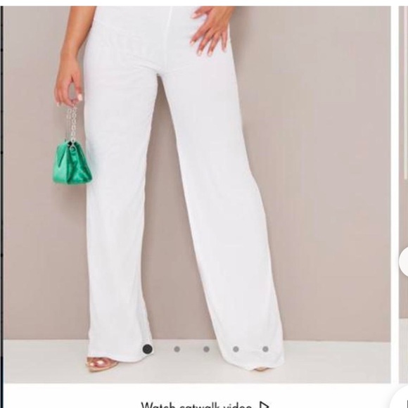 Pretty little thing SHAPE BLACK MESH WRAP NECK TIE DETAIL WIDE LEG JUMPSUIT - Picture 4 of 5